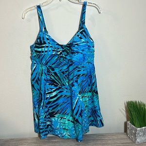 Swimsuits For All Tropical Palm Leaf One Piece Swim Suit Tankini 18W
